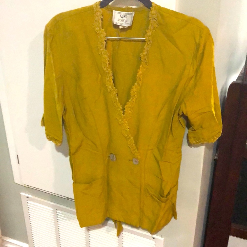 Vintage Short Sleeve Blazer Blouse